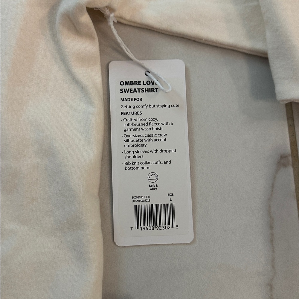 Balance Collection Cream Sweatshirt with Pink Embroidery - Picture 3 of 3